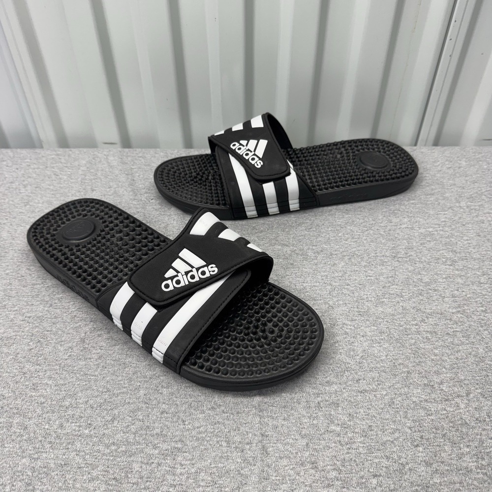 adidas Adissage Slides Mens 13 Core Black Cloud White F35580 TPR Nub Footbed